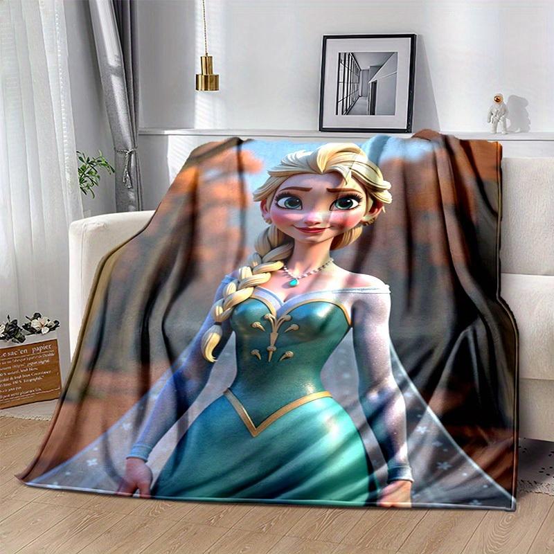 1pc, Cartoon Elsa Blanket, Seasonal Universal, Home Decoration, Throw Blanket, Cartoon Blankets, Soft Flannel Throw Blanket, Versatile & Coz