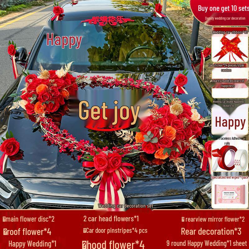 

Bridal Car Decoration Set: Suction Cup Flower & Pull Flowers for Wedding Cars