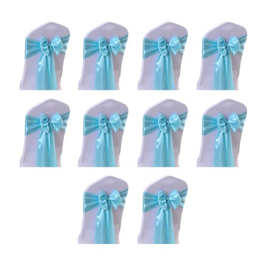 

10Pcs Chair Back Flower Satin Chair Tie Bow DIY Bow Tying Banquets Parties Weddings Decoration Chair Styling Accessories