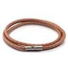 1pc Genuine Braided Leather Bracelet Classic Three Layer Stainless Steel Clasp Bracelet For Men Women Jewelry Making Charm Gifts