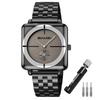 Square Watch Men Simple Stylish Stainless Steel Wristwatch Gentleman Waterproof Analog Business Casual Male Luxury Gift Black Gray