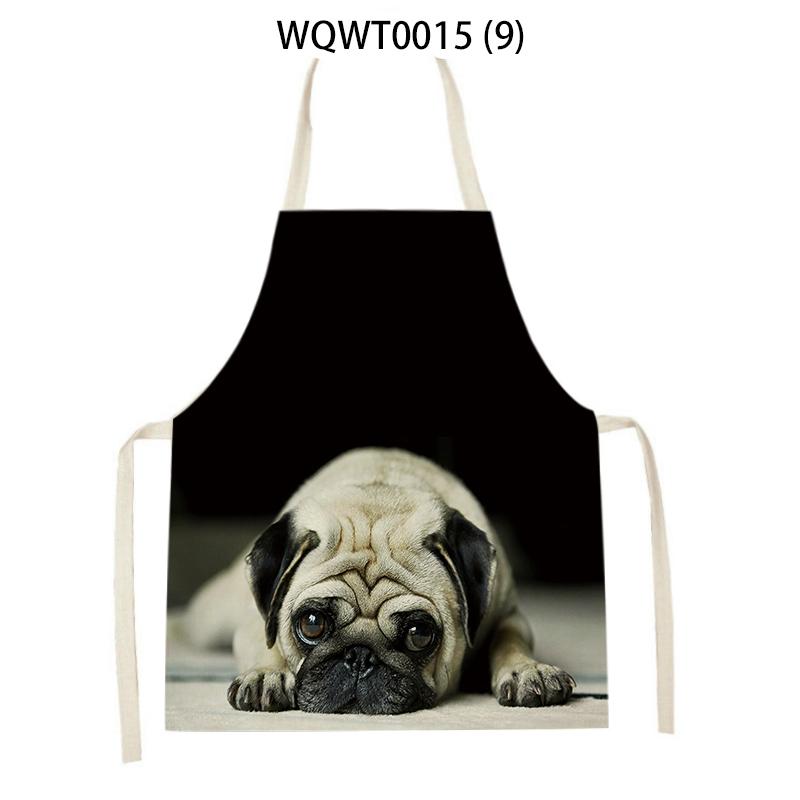 Adult Kids Kitchen Apron Funny Cartoon Dog Printed Sleeveless Linen Baking Aprons for Men Women Home Cleaning Tools Delantal