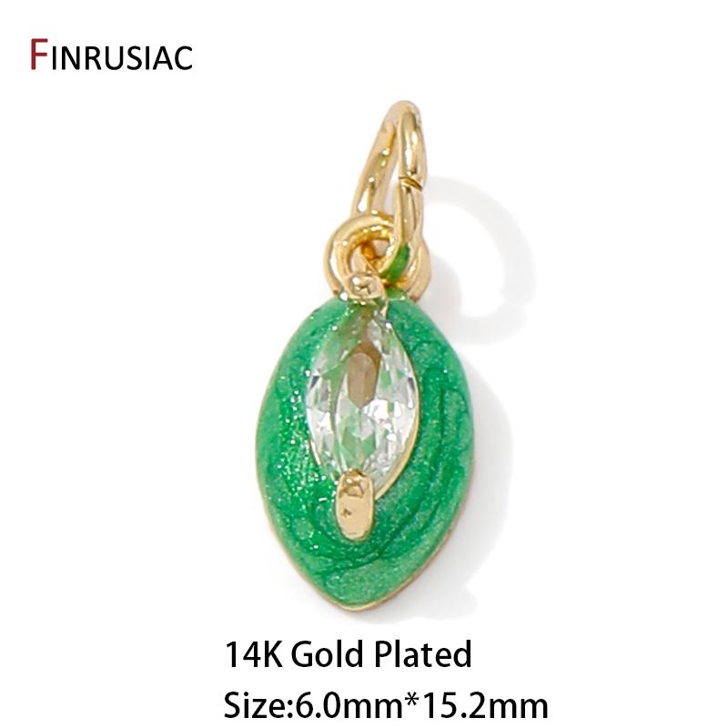 14K Gold Plated Brass Zircon Oval Shape Charms Pendant For Necklaces Accessories,Charms For Jewelry,DIY Jewelry Making Supplies