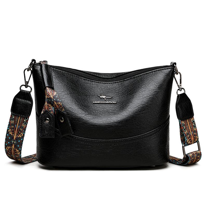 Soft and high-quality texture mother bag hand bag 2025 new versatile middle-aged women wide shoulder strap single shoulder messenger bag