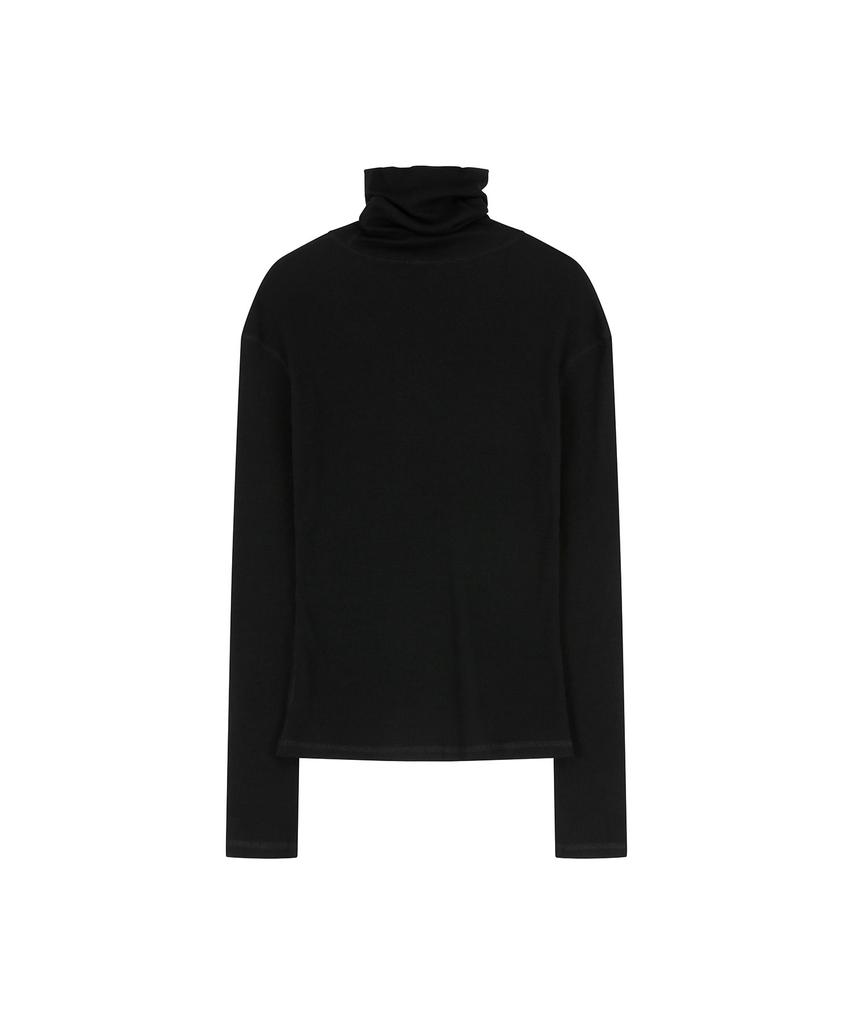 VIS A VIS Wool Ribbed Jersey Turtleneck (Black)