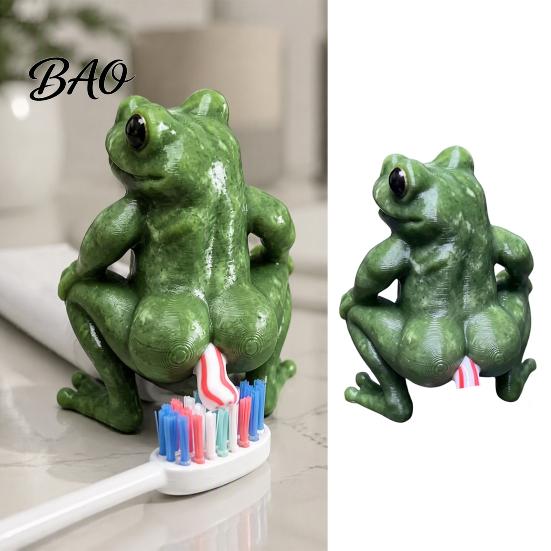 Funny Toothpaste Topper for Kids Frog Dispenser, Creative Bathroom Squeezer Cap Humorous Decor Standard Tubes, Novelty Gag Gift Adults Modern