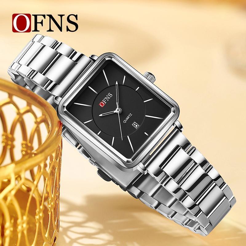 Women's Retro Square Watch Simple Three Needle Waterproof Calendar Display Light Luxury Elegant Quartz Watch