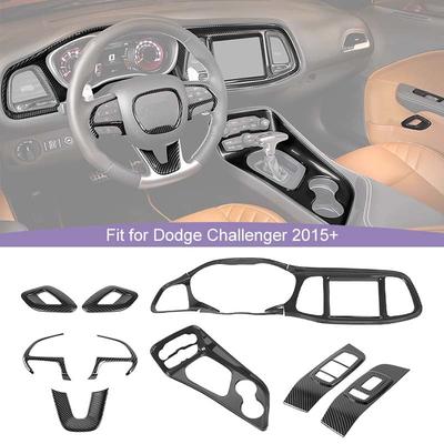 Car Central Control Dashboard Decoration Gear Shift Steering Wheel Decorative Cover Stickers For Dodge Challenger 2015 Up  ABS Interior Accessories