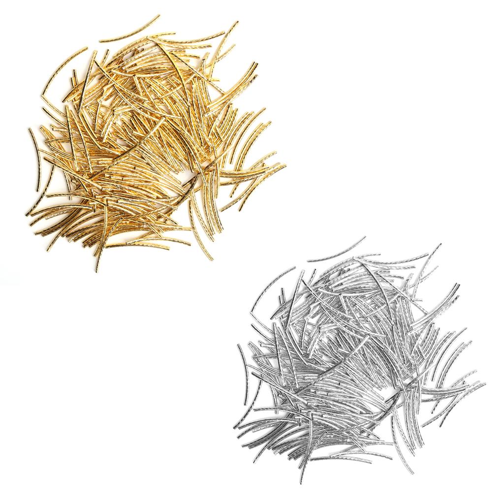 200 Stück gebogene Nudelrohr-Abstandsperlen, lang, schlank, gedreht, DIY-Schmuckherstellungszubehör