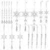 Pack Of 18 Crystal Acrylic Christmas Tree Hanging Snowflake For Holiday