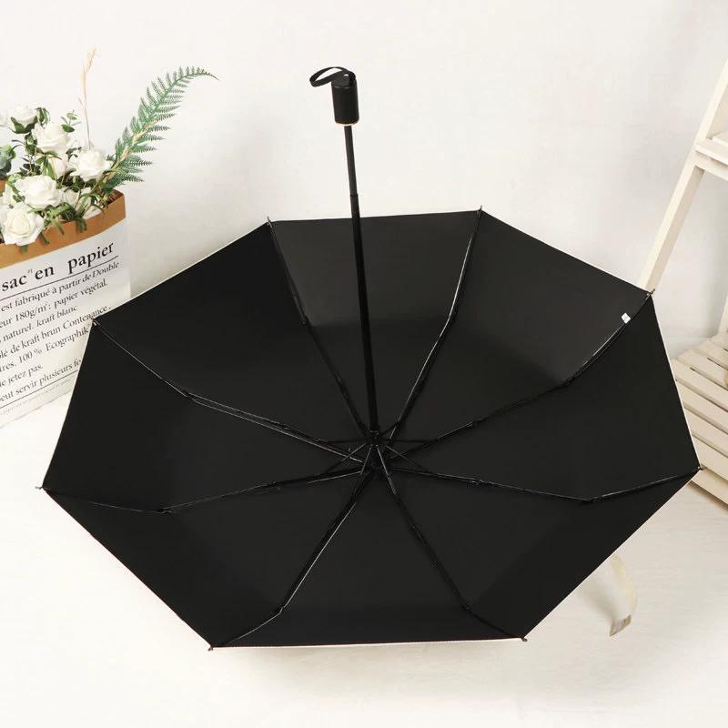 Cute Folding Umbrella for Girls with Black Coating for Sun Protection and Uv Protection, Manual and Fully Automatic, Dual-Use for Sun and Rain
