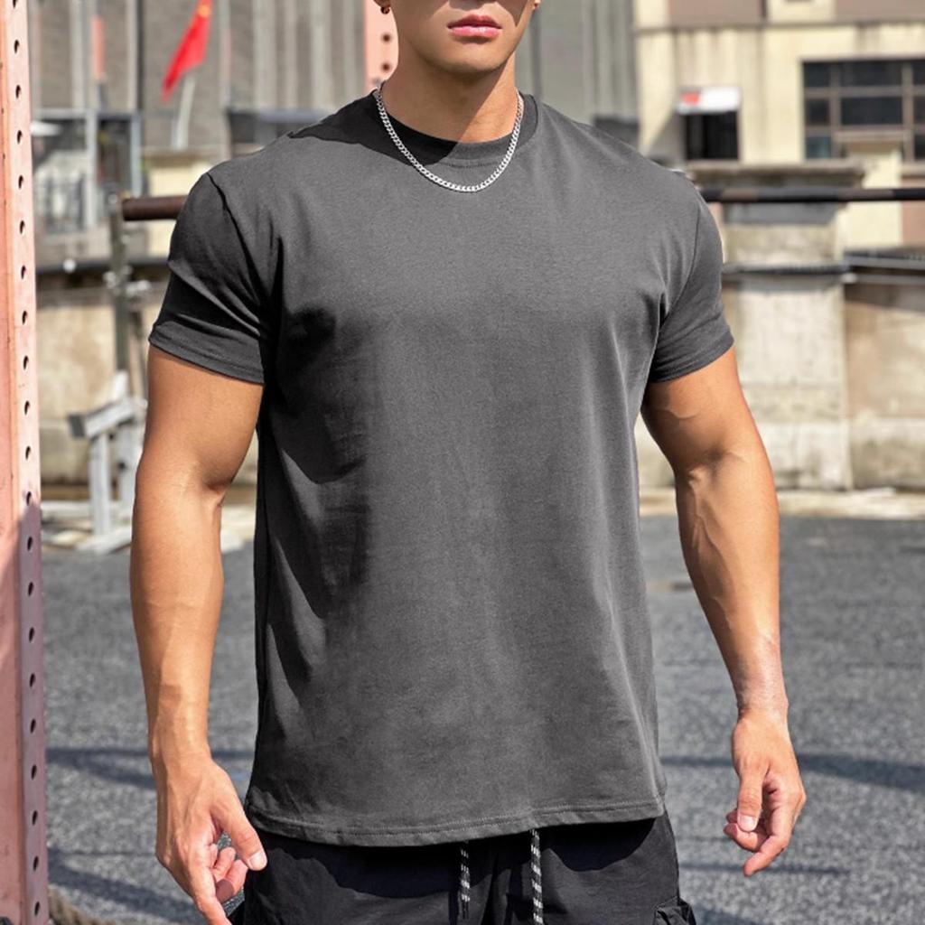 Herren Sport-T-Shirt mit geprägtem Stahlstempel und eng anliegenden Bündchen - Schweres Kurzarm-T-Shirt für Laufen, Fitness, Gewichtheben