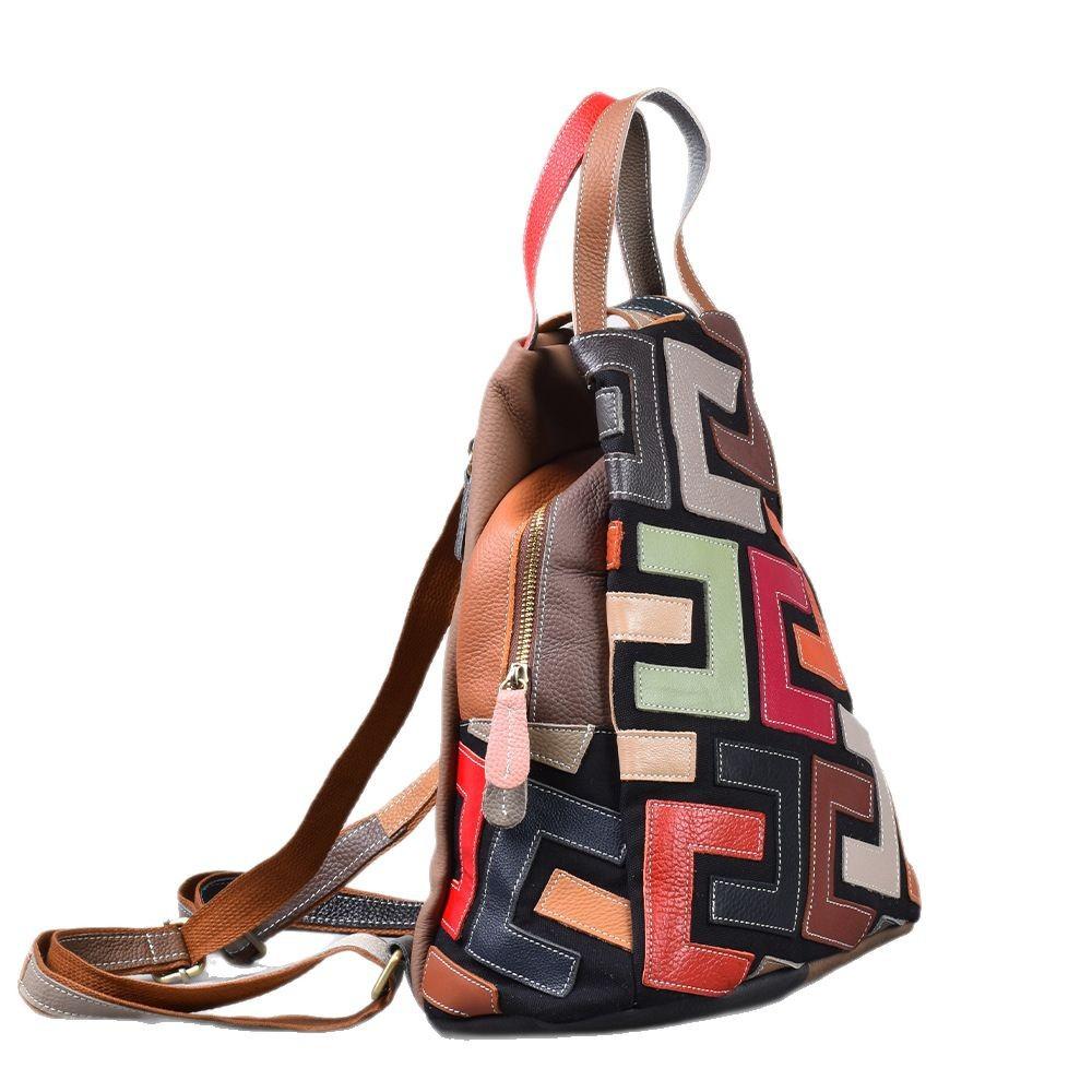 Retro Top-grain Cowhide Backpack School-style Casual Genuine Leather Women's Bag