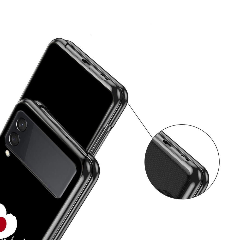 Vlajka britského srdečního tepu Čína Láska Linka Pouzdro na telefon pro Samsung Galaxy Z Flip 3 4 5 Černé skládací mobilní pouzdro Tvrdý PC Ochranný kryt