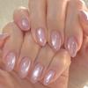 24Pcs Purple Cat Eye Almond Press On Nails French Tip With 3D Love Star Rhinestone And Pearl Nail Art