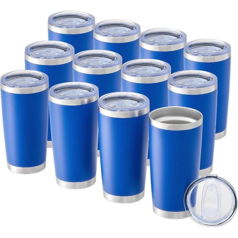 Tumbler da 20oz all'ingrosso, Set di 12 tumbler in acciaio inossidabile con coperchio e cannuccia, Tazza a doppia parete isolata sottovuoto per incisore laser