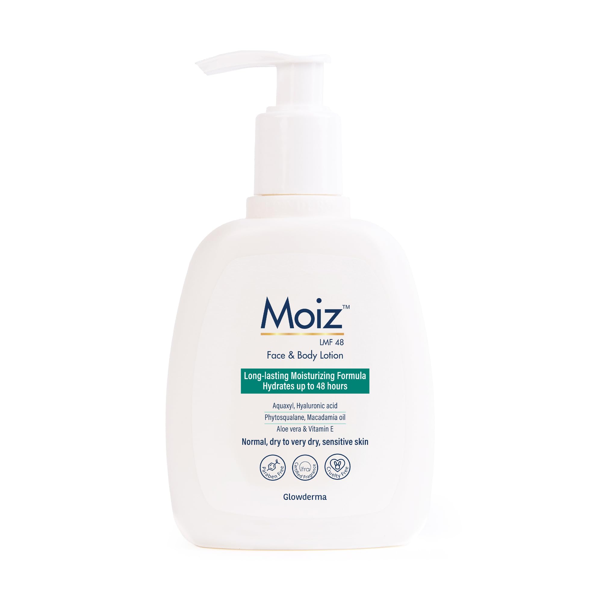 

Moiz LMF 48 Lotion | 48 Hour Long-Lasting Moisturizer | Formulated with 17 Moisturizers | Non-Comedogenic | Paraben & Cruelty-Free - 200ml