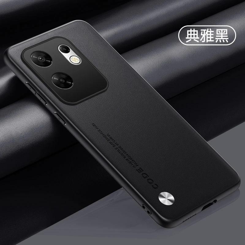 For Infinix Zero 30 4G Plain PU Leather Phone Case For Infinix Zero 40 5G Matte Cover Silicone Shockproof Soft Edge Back Cover