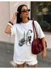 WoUnisexs Casual Fashion Tshirt 2026 Western Style Gesture Print Summer European American 100 Pure Cotton Short Sleeved Shirt