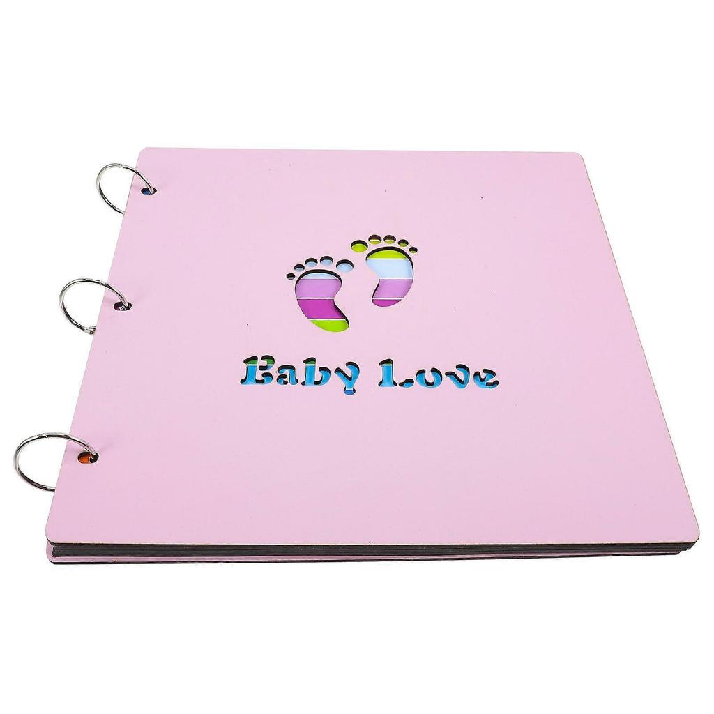 Diy Photo Book For Baby Cardboard Material Wood Cover Scrapbook Album 28.8x28.8Cm 1Pcs