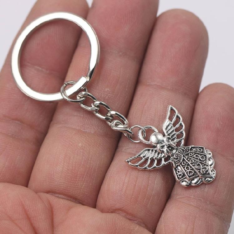 Guardian Angel Keychain Silver Metal Pendant for Car Keys Blessing Charm Jewelry
