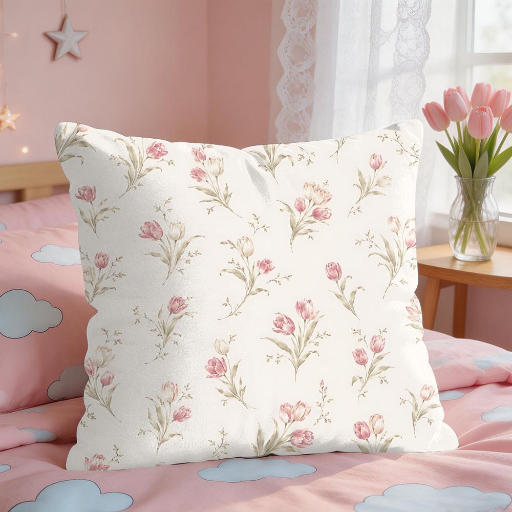 Vintage Wildflowers Girl Art Ins Cushion Cover Silky Short Plush Invisible Zipper Dustproof Sofa Pillow Case For Home Decor