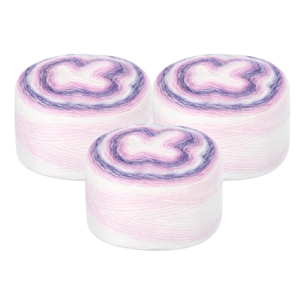 3Pcs Gradient Cake Cotton Yarns, Soft Rainbow Yarn Ball for Knitting and Crocheting Craft Project (300g X 3, 245M L Each) 100g