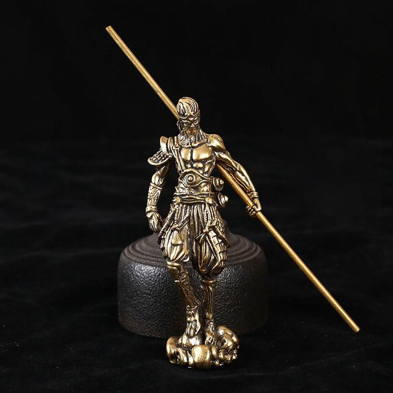 Koppar Apor Staty 3D Sun Wukong Spelfigur Koppar Apor Kung Staty Apor Kung Staff Dekorativ Kulturell Symbol Statyer