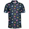 Cute Yellow Duck Pattern Golf Polo Shirt Unisex 3d Printed Cartoon Tennis Shirt Summer Street Loose Short Sleeve Tops Button Tees