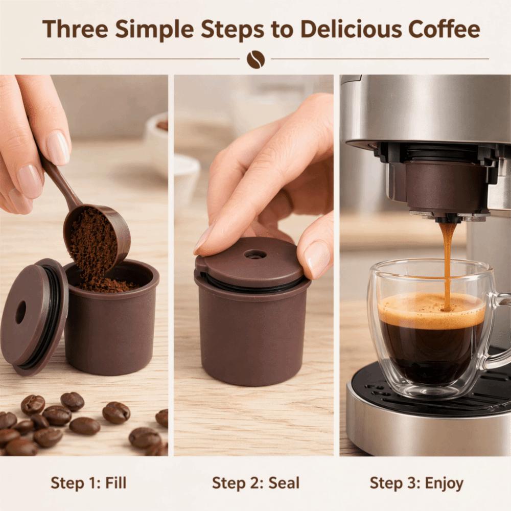 Stainless Steel Reusable Coffee Capsule Refillable Coffee Pod Brewing Rich Delicate
