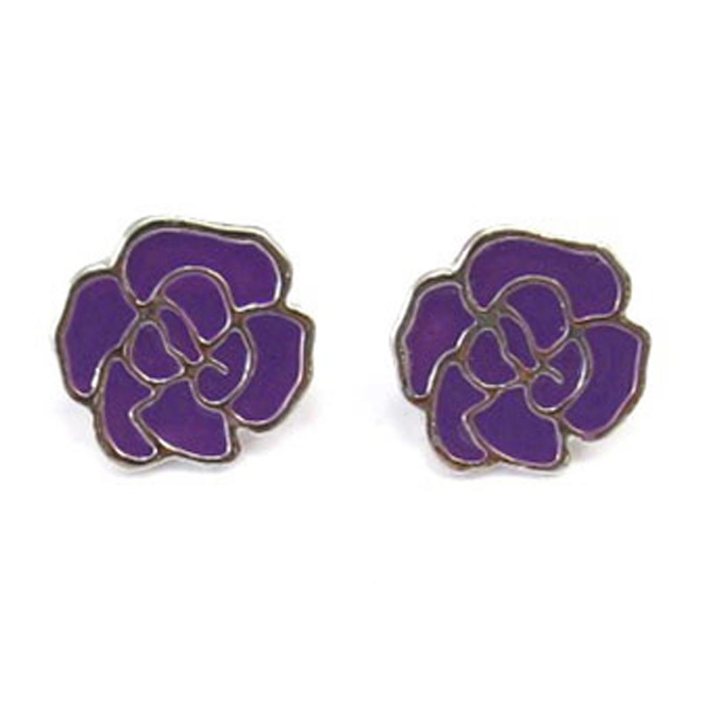 Les Trésors De Lily [R5231] - Purple 'Rosa Romantica' Earrings - 14 Mm