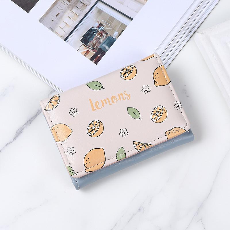 

Trendy Pu Leather Short Wallet With Cartoon Print Ideal For Daily Use синій