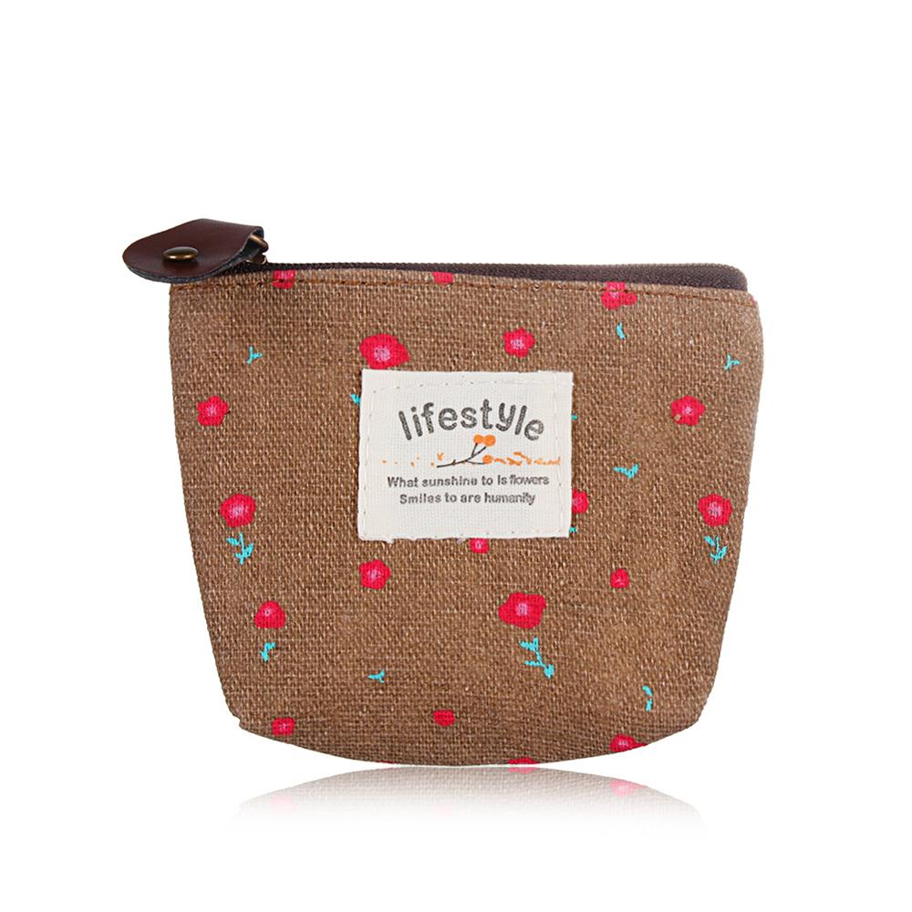 New Change pouch Card Holder Korean Style Zipper Coin Purses Floral Print Flower Canvas