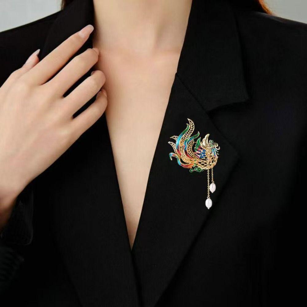 Disk Hair Hanfu Phoenix Hairpin Tassel Chinese Style Hairpin Brooch Vintage Phoenix Brooch  Gift