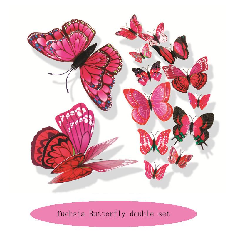 3D Double Layer Butterfly Wall Stickers For Wedding Decor Butterflies Fridge Magnet Decals Home Room Decoration Gift
