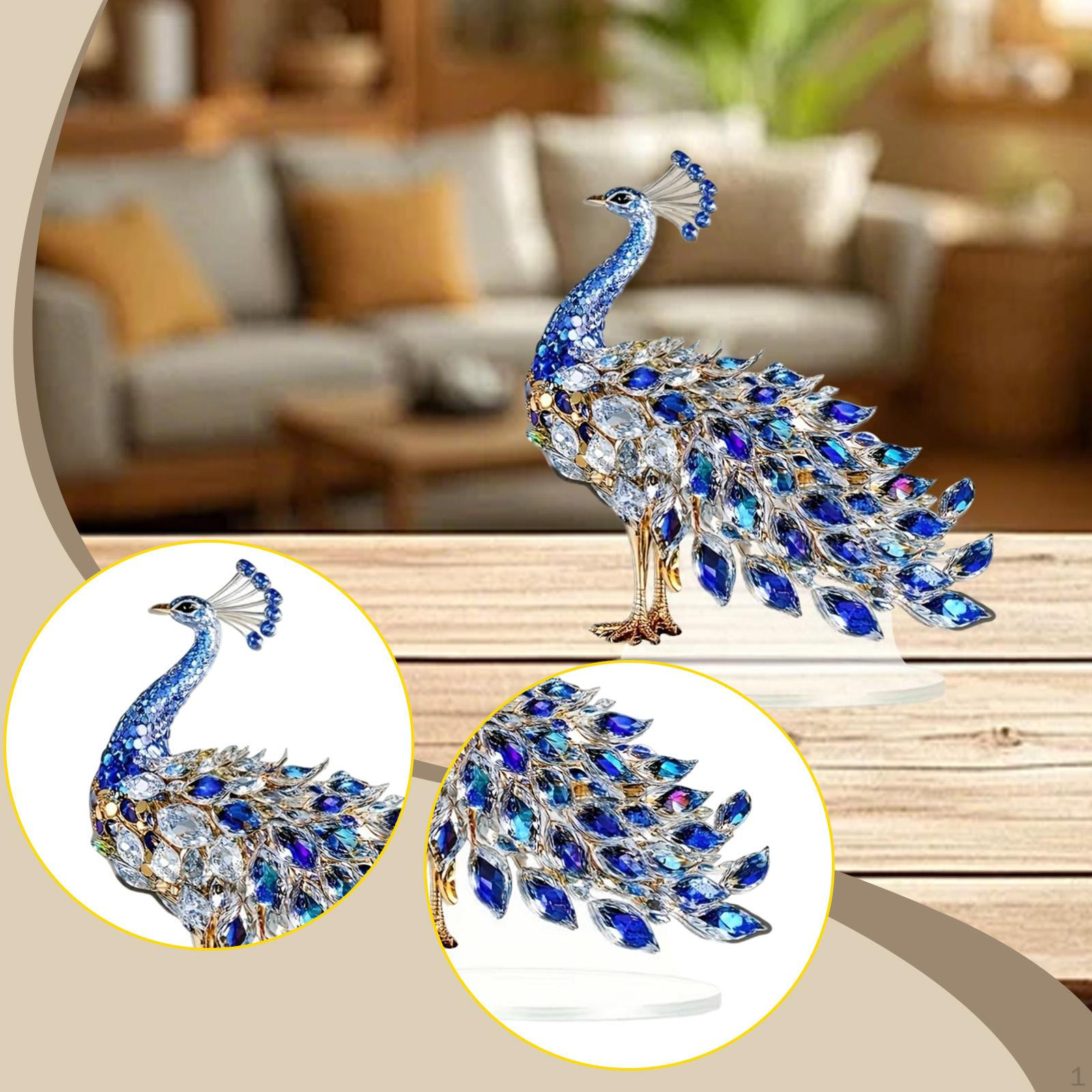 

2D Peacock Ornament Plaque Multifunctional Waterproof Flat Acrylic Sign Home Decor for Festive Table