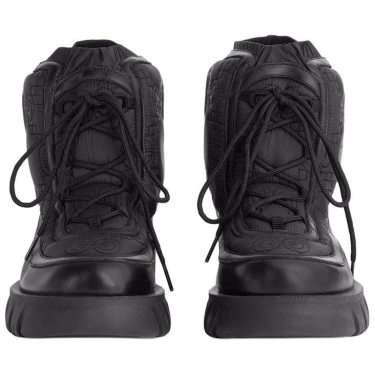GUCCI Gg Lace Up Ankle Boot Black 680888 UF720 1000