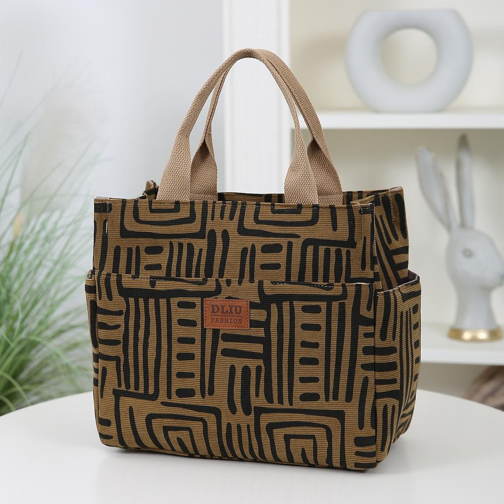 Corduroy outer foil lined lunch bag, lunch box bag, lunch bag, handbag, carrying bag, large capacity glove bag