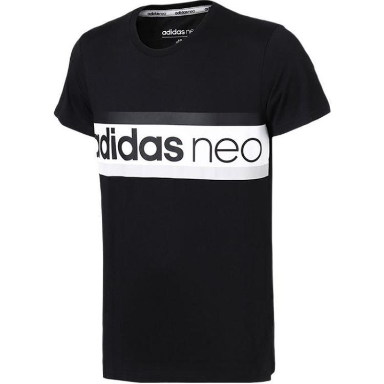 Adidas Neo Running Casual Sports Round Neck Short Sleeve T-Shirt Men Tops Black CV9353