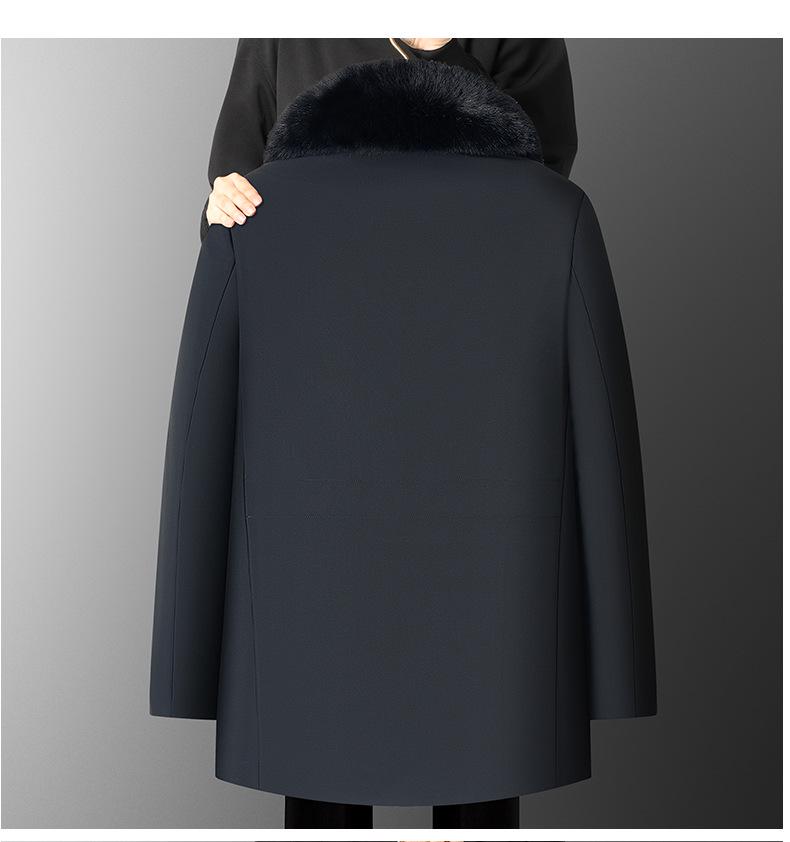 2024 Winter Fleece-Lined Dad's Warm Cotton Jacket for Men: Loose Fit, Mid-Length, Ideal for Middle-Aged and Elderly