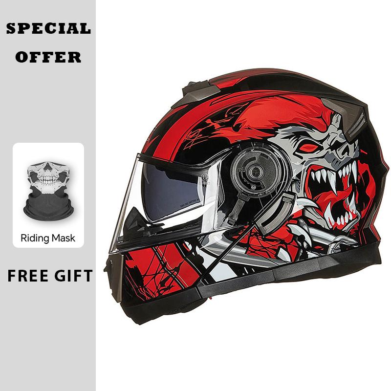 2025 New Professional Motorcycle Helmets Racing Flip Up Helmet ABS Material Modular Dual Lens Bluetooth Full Face Helmet DOT ECE