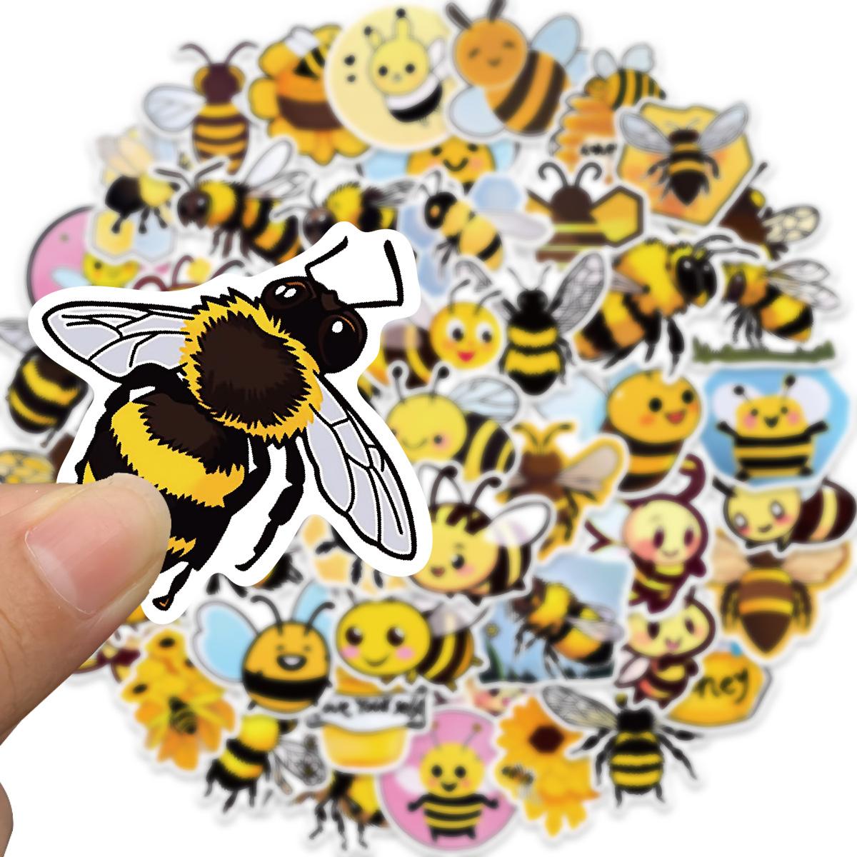 

50 Cartoon Little Bee Doodle Stickers Personalized Decorative Guitar Notebook Suitcase DIY Waterproof Stickers