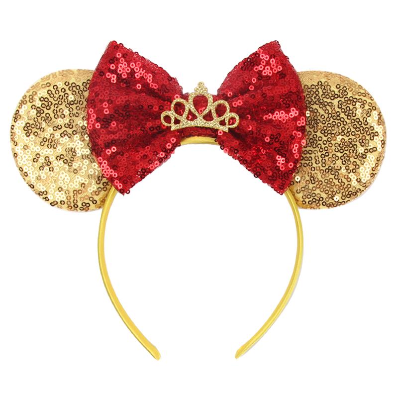 Trip Mickey Ears Headband For Girls Women Sequin Castle 5"Bow Hairband Festival Party Cosplay DIY Hair Accessories
