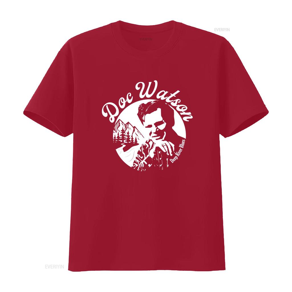 Doc Watson Deep River Blues T Shirt Vintage Style Mountain Landscape Music Tribute vintage Washed Slightly fashion homme