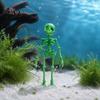 3D Printed Bone Ornaments Dancing Skeleton Aquarium Bubbler, Halloween Dynamic Fish Tank Ornament, Articulated Figurines Skull Oxygenating Ornament