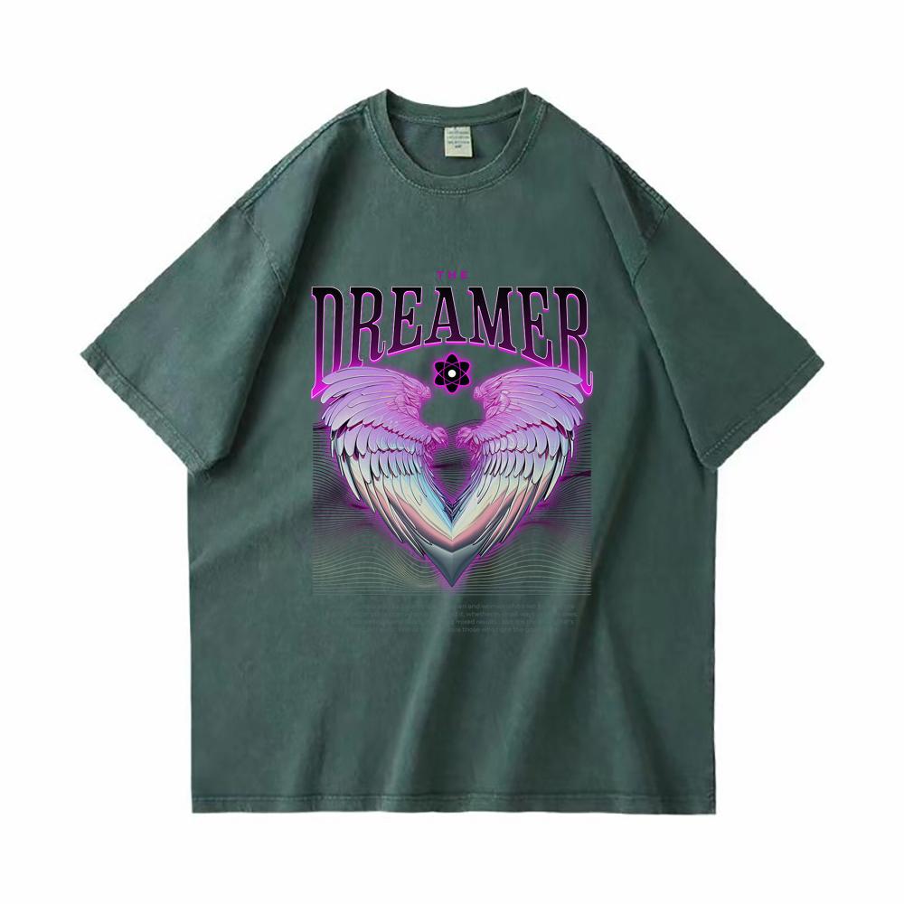 

Мужские винтажные футболки из плотного хлопка, футболка Dreamer с цифровой печатью в стиле хип-хоп, ретро-панк, уличная одежда, футболки