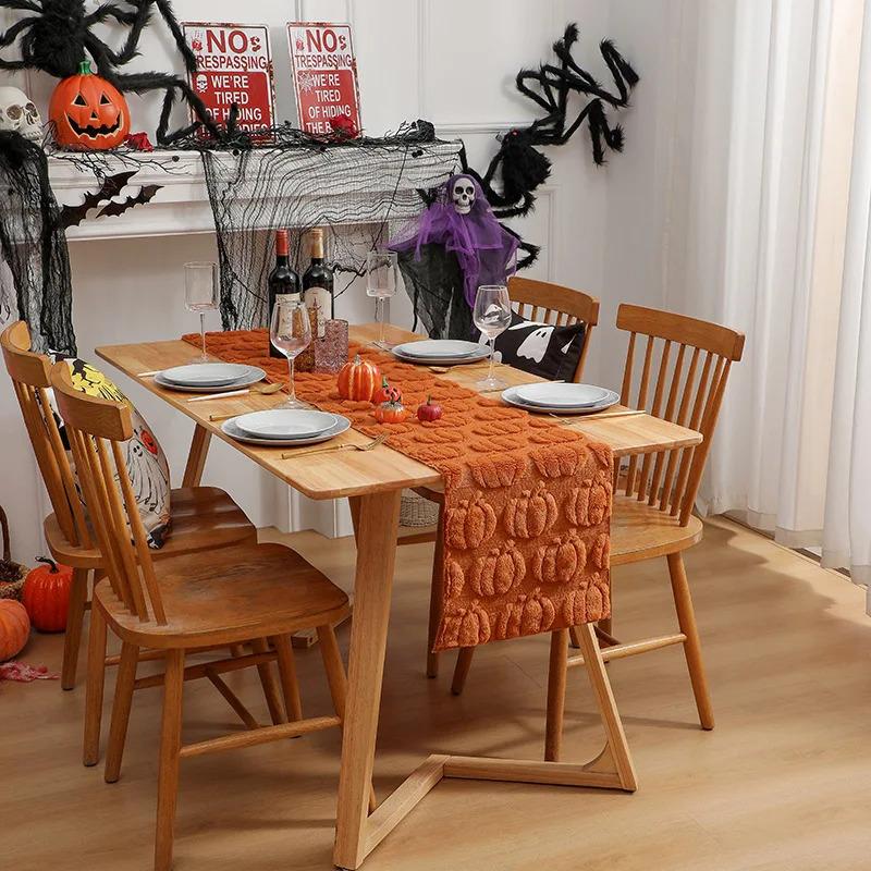 Halloween Table Runner ,Fall Pumpkin Ghost Decorations Party and Dining Decorations Fall Thanksgiving Dining Table Harvest Decor