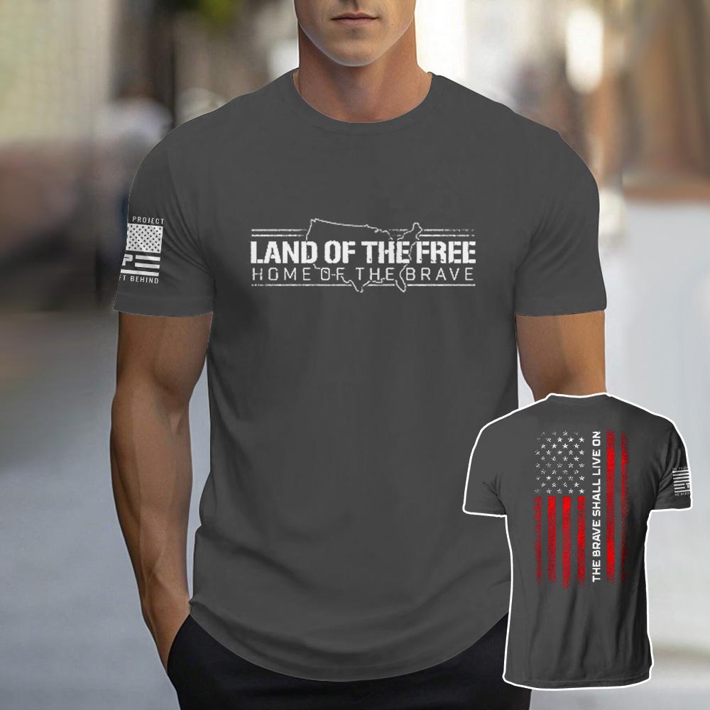 Land Of The Free Letter Prined T-shirt For Men 2025 Trendy Casual Men's O-Neck Short Sleeve Clothing Breathable Sports T Shirt