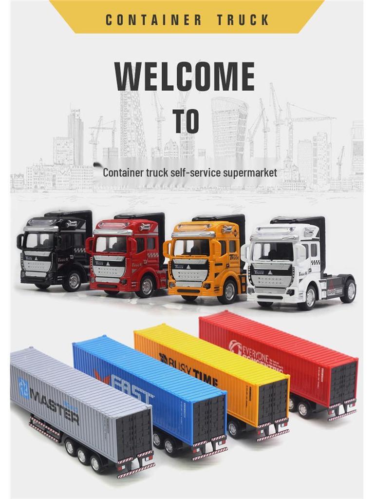 Alloy Big Truck Toy Car: Children's Model Trailer & Container Set
