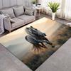 Single Galloping Brown Horse Sunset Meadow Print Area Rug Wildlife Animal Non‑Slip Rectangular Floor Mat Horse Lover Bedroom Home Decor Rug